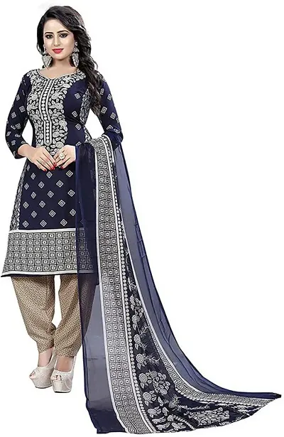 Beautiful Crepe Unstitched Dress Material with Dupatta