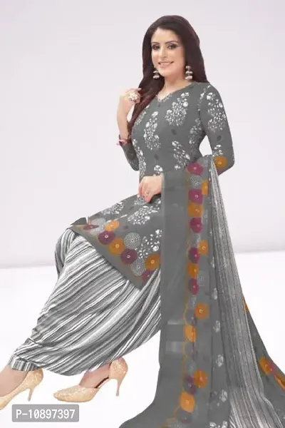 Beautiful Crepe Printed Unstitched Dress Material with Dupatta-thumb0