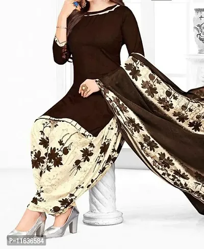 Beautiful Crepe Printed Dress Material with Dupatta-thumb0