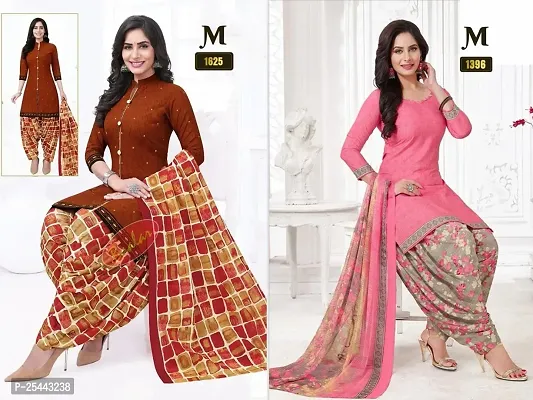 Beautiful Crepe Printed Dress Material with Dupatta Pack Of 2