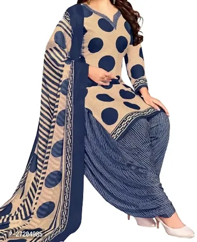 Beautiful Crepe Printed Dress Material with Dupatta-thumb0