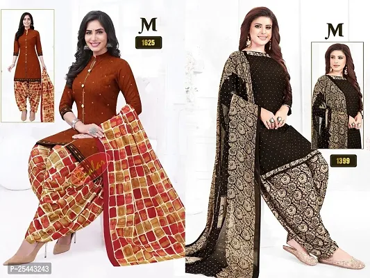 Beautiful Crepe Printed Dress Material with Dupatta Pack Of 2