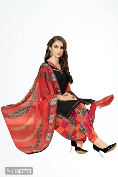 Beautiful Crepe Printed Dress Material with Dupatta-thumb0