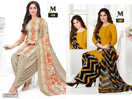 Beautiful Crepe Printed Dress Material with Dupatta Pack Of 2