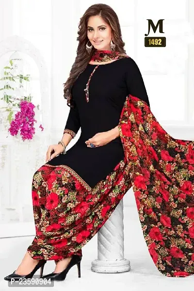 Beautiful Crepe Printed Dress Material with Dupatta-thumb0