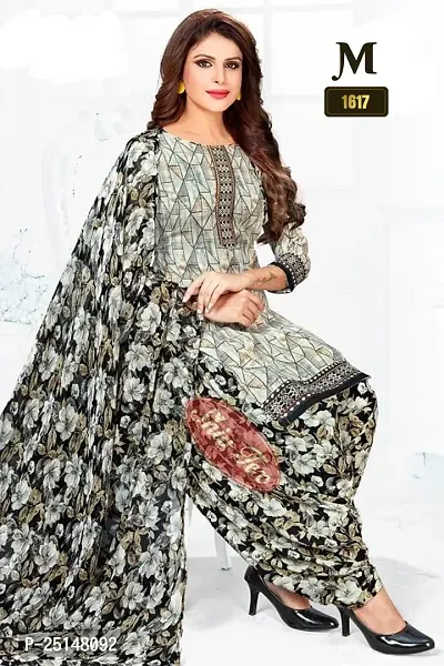 Beautiful Crepe Printed Dress Material with Dupatta-thumb0