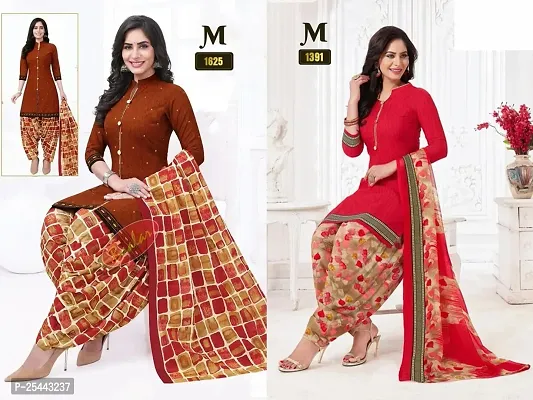 Beautiful Crepe Printed Dress Material with Dupatta Pack Of 2