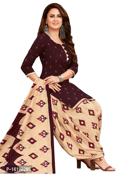 Beautiful Crepe Printed Unstitched Dress Material with Dupatta-thumb0