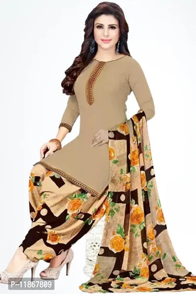 Beautiful Crepe Printed Dress Material with Dupatta-thumb0