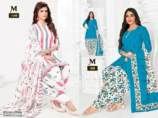 Beautiful Crepe Printed Dress Material with Dupatta Pack Of 2