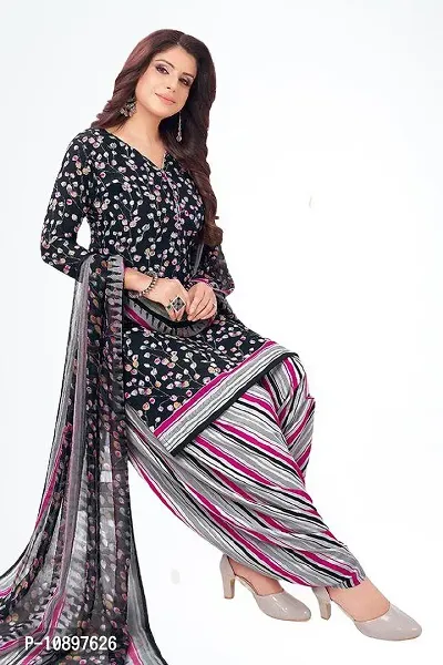 Beautiful Crepe Printed Unstitched Dress Material with Dupatta