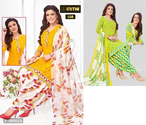 Beautiful American Crepe Printed Dress Material with Dupatta Pack Of 2