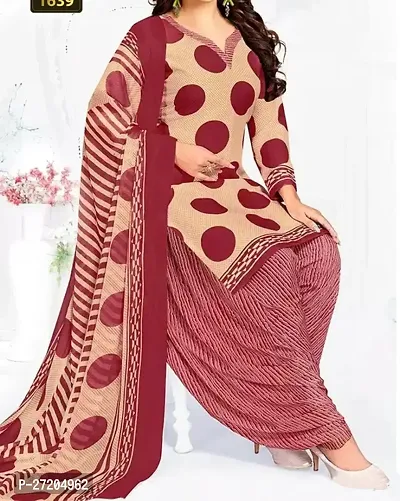 Beautiful Crepe Printed Dress Material with Dupatta-thumb0