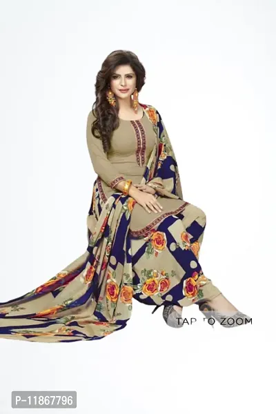 Beautiful Crepe Printed Dress Material with Dupatta-thumb0