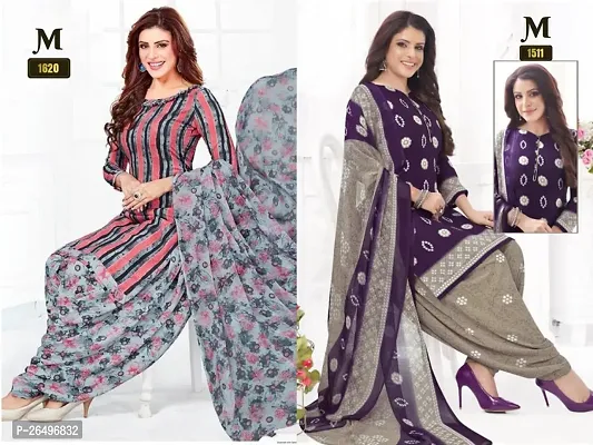 Beautiful Crepe Printed Dress Material with Dupatta Pack Of 2