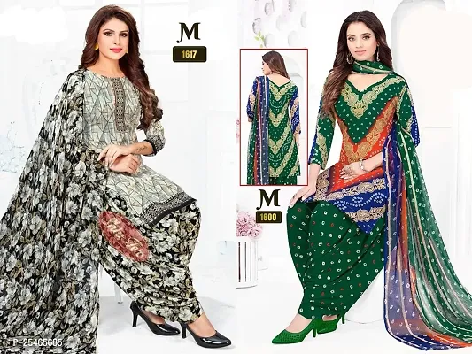 Beautiful Crepe Printed Dress Material with Dupatta Pack Of 2