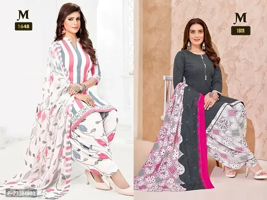 Beautiful Crepe Printed Dress Material with Dupatta Pack Of 2-thumb0