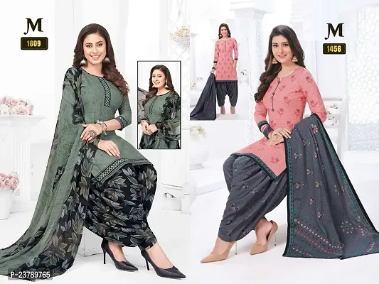 Beautiful Crepe Printed Dress Material with Dupatta Pack Of 2