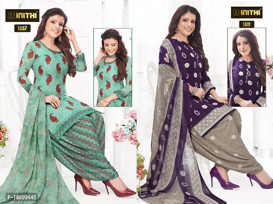 Beautiful American Crepe Printed Dress Material with Dupatta Pack Of 2