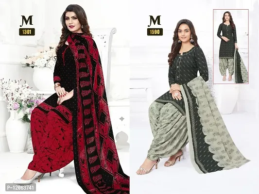 Beautiful Crepe Printed Dress Material with Dupatta Pack of 2