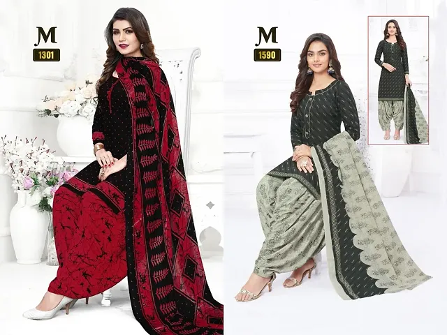 Beautiful Crepe Dress Material with Dupatta Pack of 2