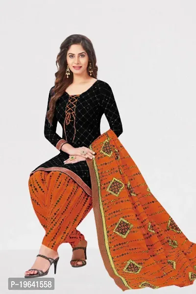 Beautiful Crepe Printed Dress Material with Dupatta-thumb0