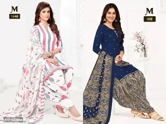 Beautiful Crepe Printed Dress Material with Dupatta Pack Of 2