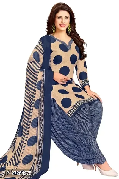 Beautiful Crepe Printed Dress Material with Dupatta-thumb0