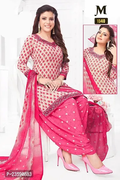 Beautiful Crepe Printed Dress Material with Dupatta-thumb0