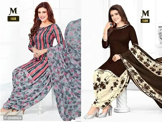 Beautiful Crepe Printed Dress Material with Dupatta Pack Of 2