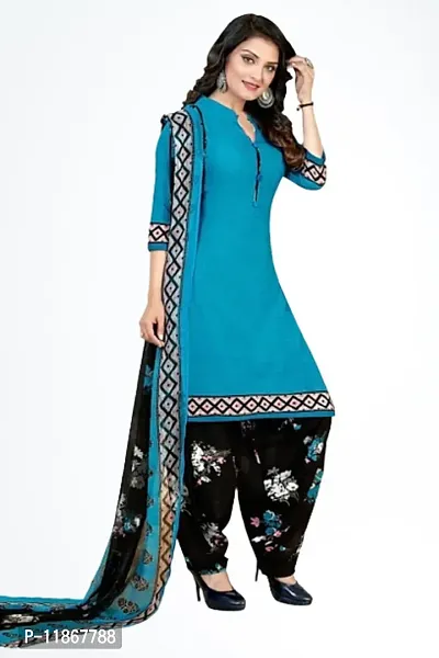 Beautiful Crepe Printed Dress Material with Dupatta-thumb0