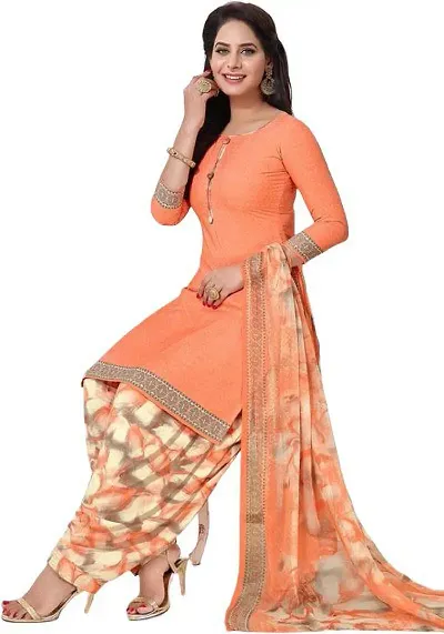 Elegant Crepe Dress Material with Dupatta For Women