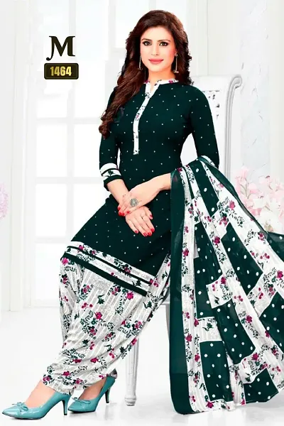 Trendy Womens Synthetic Printed Dress Material With Dupatta