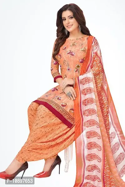 Beautiful Crepe Printed Unstitched Dress Material with Dupatta