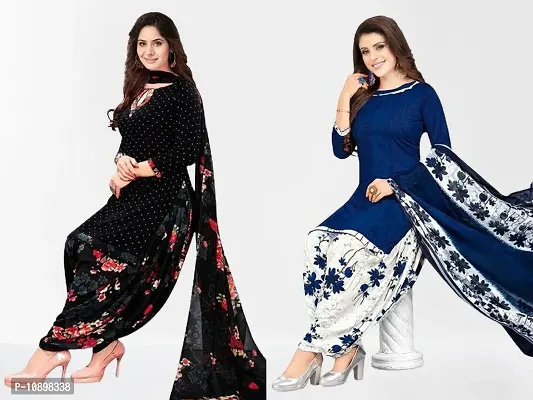 Beautiful American Crepe Printed Dress Material with Dupatta Pack Of 2