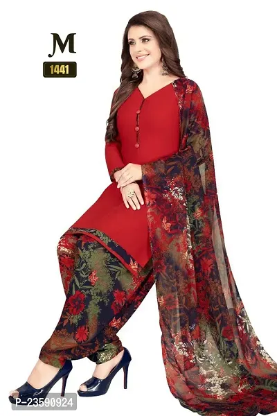 Beautiful Crepe Printed Dress Material with Dupatta-thumb0