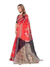 Casual Wear Printed Linen Saree For Women And Girls-thumb1