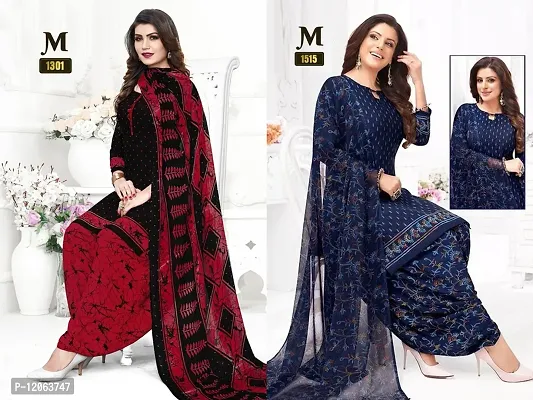 Beautiful Crepe Printed Dress Material with Dupatta Pack of 2