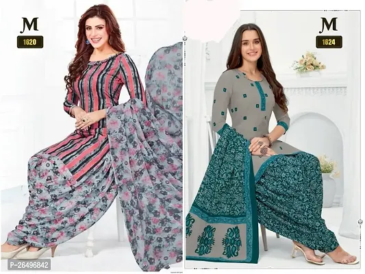 Beautiful Crepe Printed Dress Material with Dupatta Pack Of 2