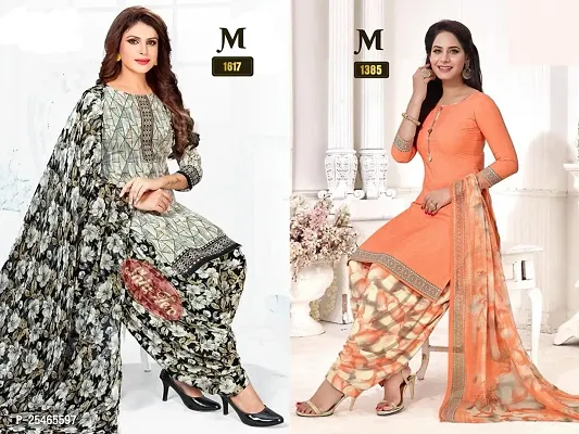 Beautiful Crepe Printed Dress Material with Dupatta Pack Of 2