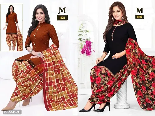 Beautiful Crepe Printed Dress Material with Dupatta Pack Of 2