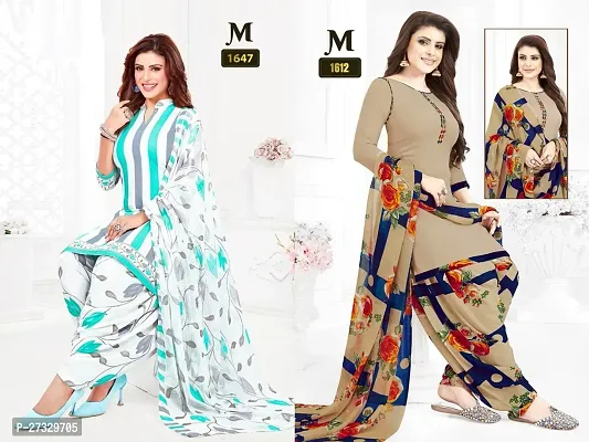 Beautiful Crepe Printed Dress Material with Dupatta Pack Of 2