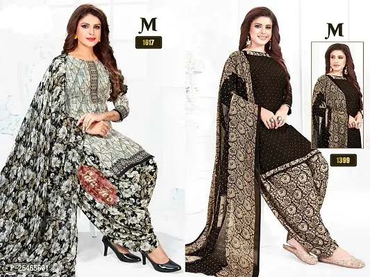 Beautiful Crepe Printed Dress Material with Dupatta Pack Of 2