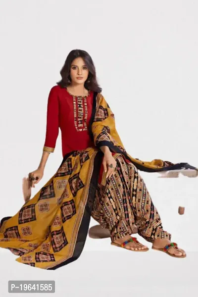 Beautiful Crepe Printed Dress Material with Dupatta-thumb0