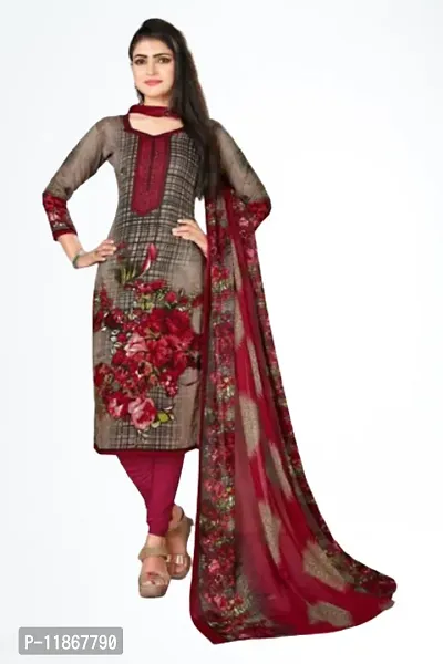 Beautiful Crepe Printed Dress Material with Dupatta