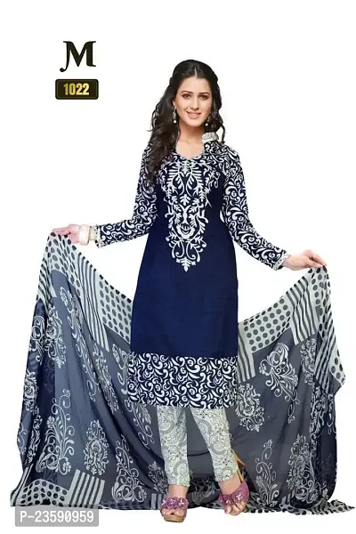 Beautiful Crepe Printed Dress Material with Dupatta-thumb0