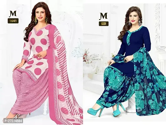 Beautiful Crepe Printed Dress Material with Dupatta Pack Of 2