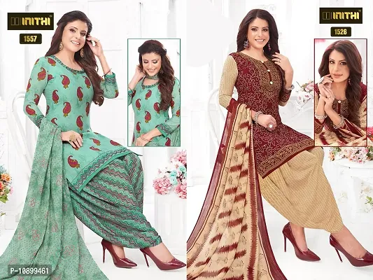 Beautiful American Crepe Printed Dress Material with Dupatta Pack Of 2