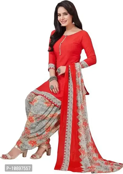 Beautiful Crepe Printed Unstitched Dress Material with Dupatta