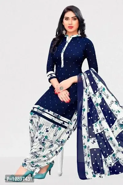 Beautiful Crepe Printed Unstitched Dress Material with Dupatta-thumb0